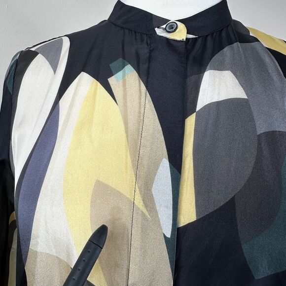 Lafayette 148 Blouse Womens Small Brayden Ornamental Mosaic Silk Button Front - Picture 4 of 13